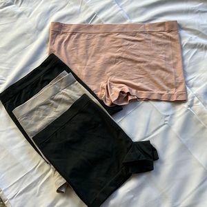 Panties Never worn Boyshorts 4-pack =2 Black, 1 gray, 1 pink  Tags say Large